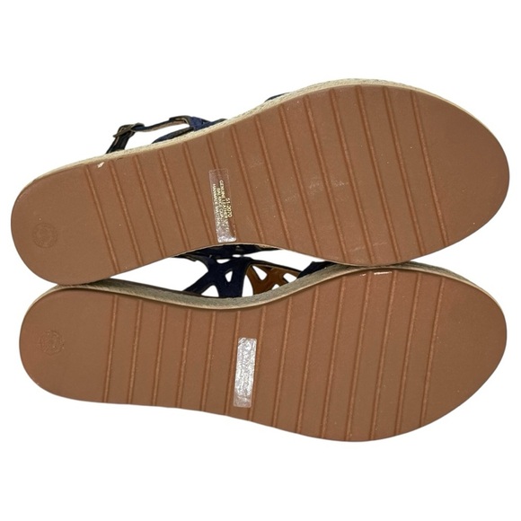 Bella Vita Zip-Italy Navy Leather Womens Wedge Sandals Size 7M - Picture 13 of 14